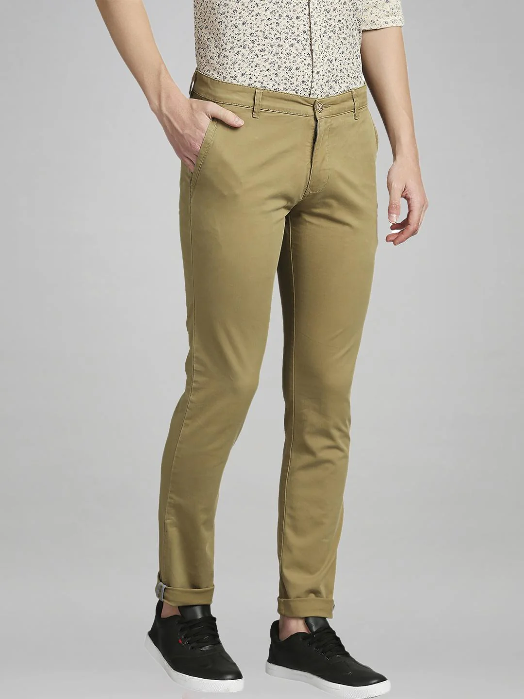 Men Khaki Lrt Fit Rfd Overdyed Cotton Blend Trouser - Image 2
