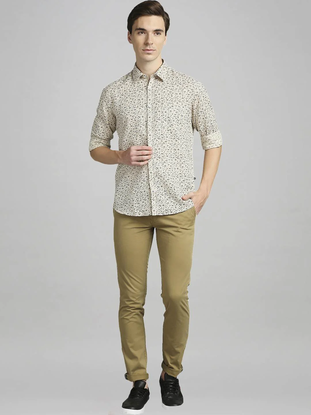 Men Khaki Lrt Fit Rfd Overdyed Cotton Blend Trouser - Image 5