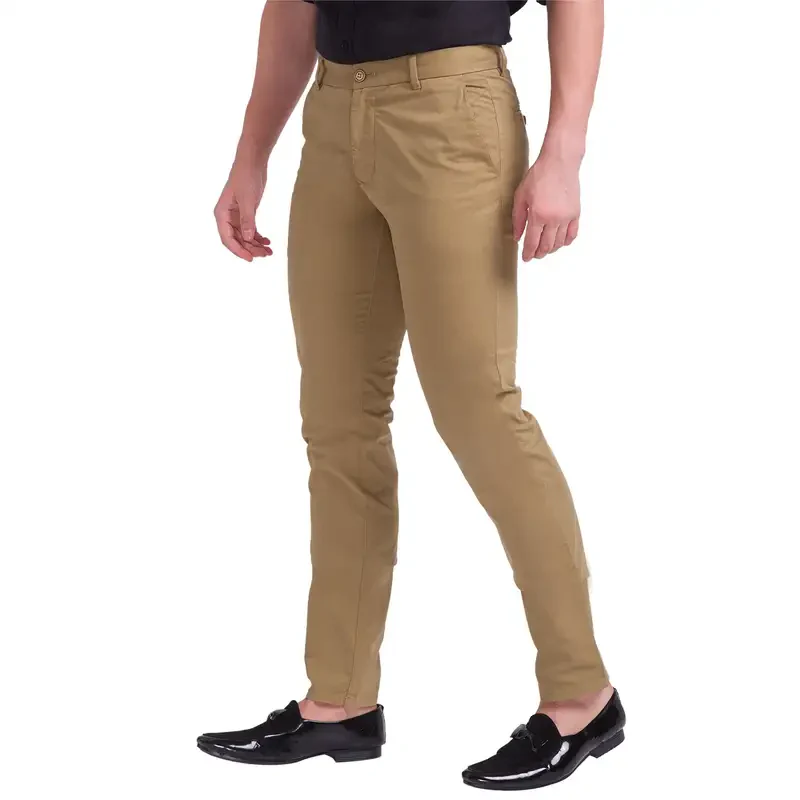 Men Khaki Lrt Fit Rfd Overdyed Cotton Blend Trouser - Image 3