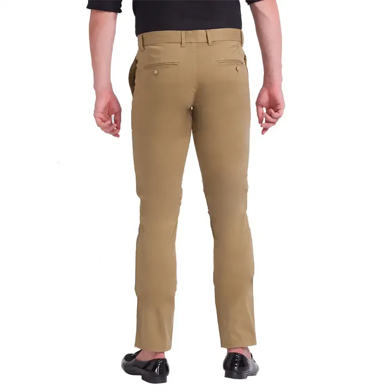 Men Khaki Lrt Fit Rfd Overdyed Cotton Blend Trouser - Image 4