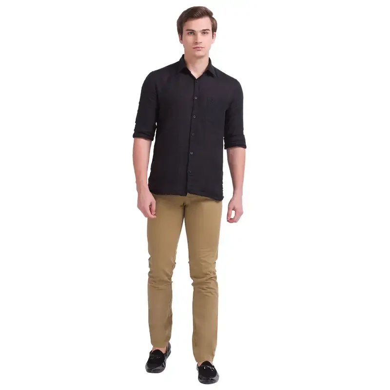 Men Khaki Lrt Fit Rfd Overdyed Cotton Blend Trouser - Image 5