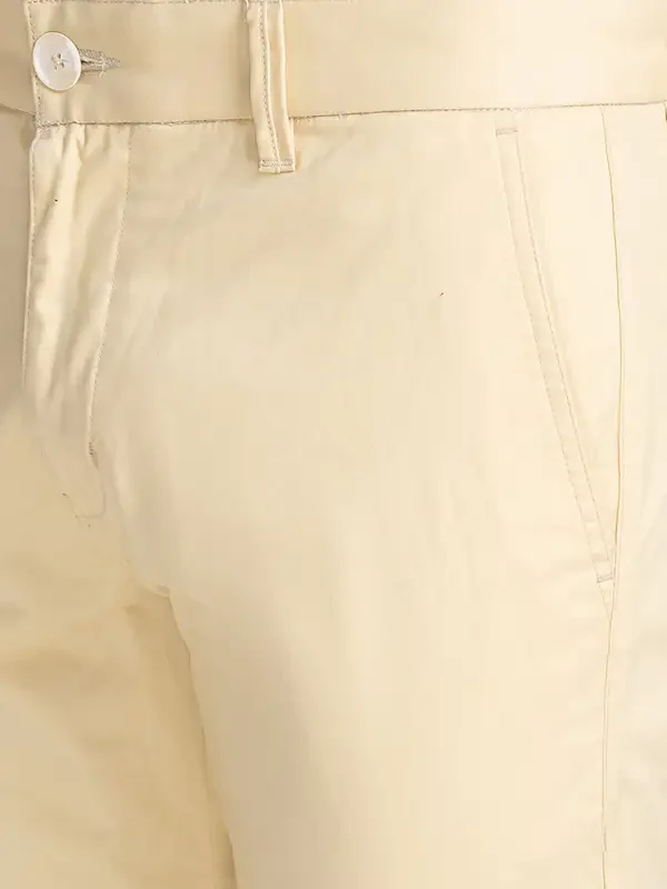 Men Khaki Lrt Fit Solid Cotton Blend Trouser - Image 6