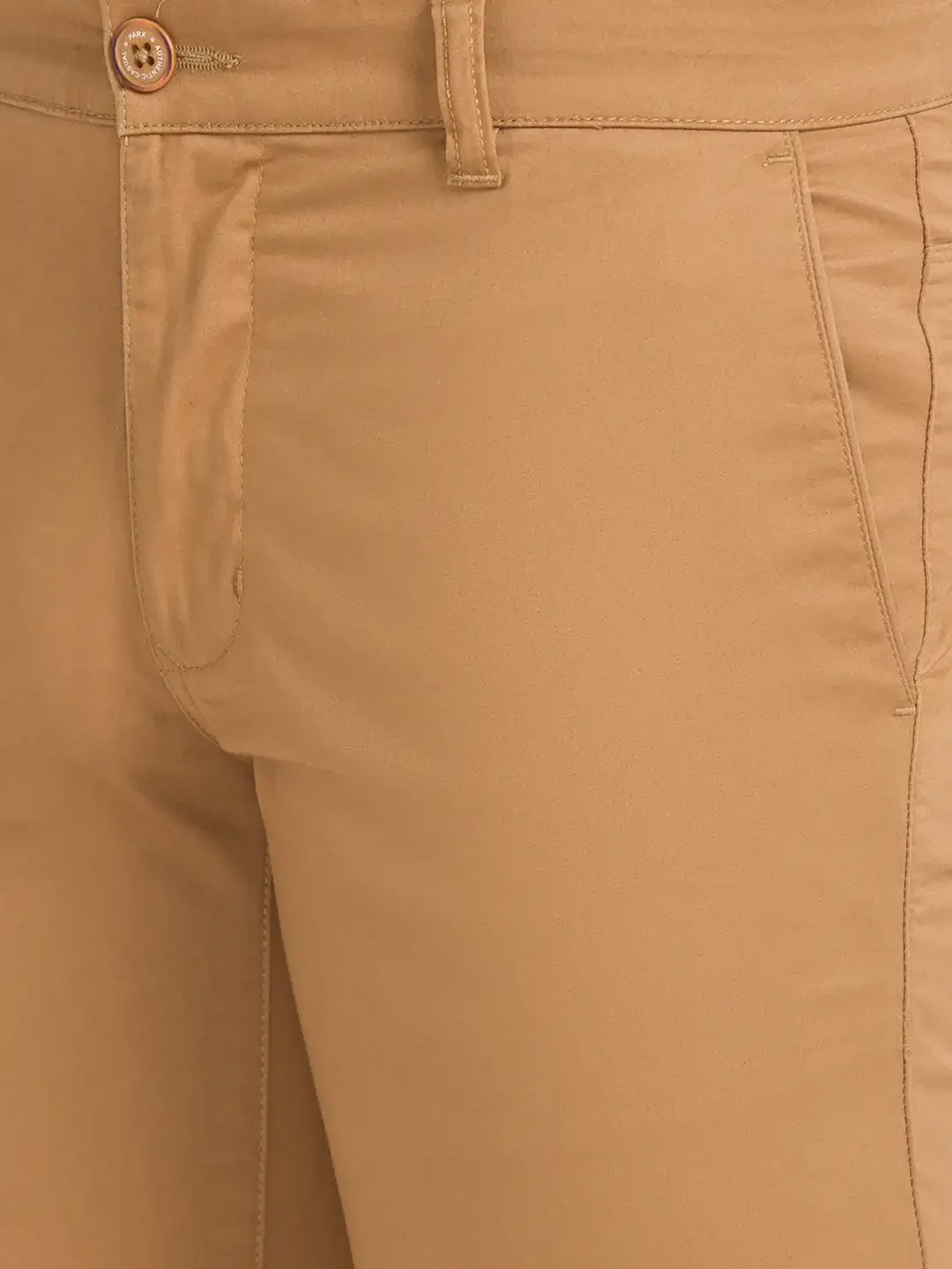 Men Khaki Lrt Fit Solid Cotton Blend Trouser - Image 6