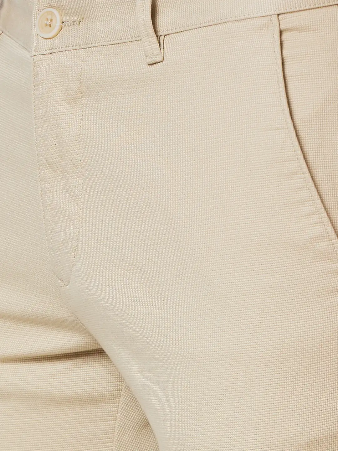 Men Khaki Lrt Fit Solid Cotton Blend Trouser - Image 6