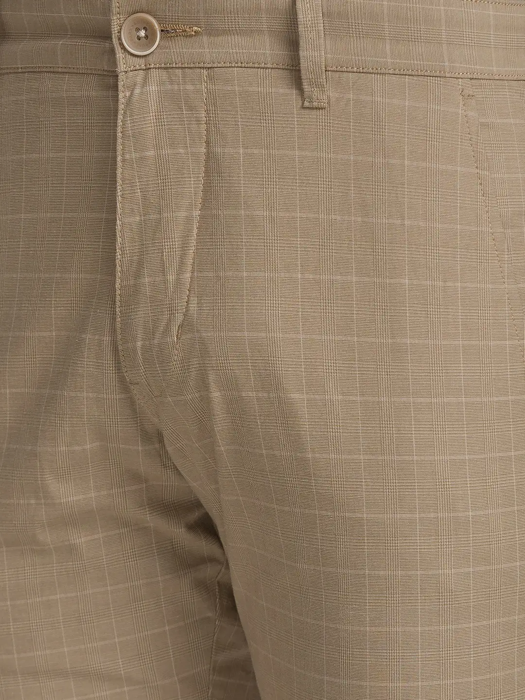 Men Khaki Lrt Fit Yarn Dyed Cotton Blend Trouser - Image 6