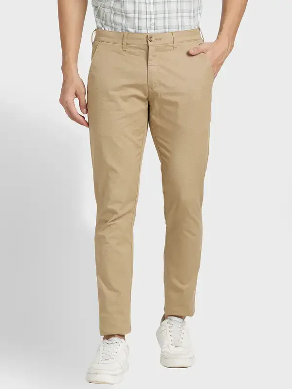 Men Khaki Nuvo Fit Print Cotton Blend Trouser