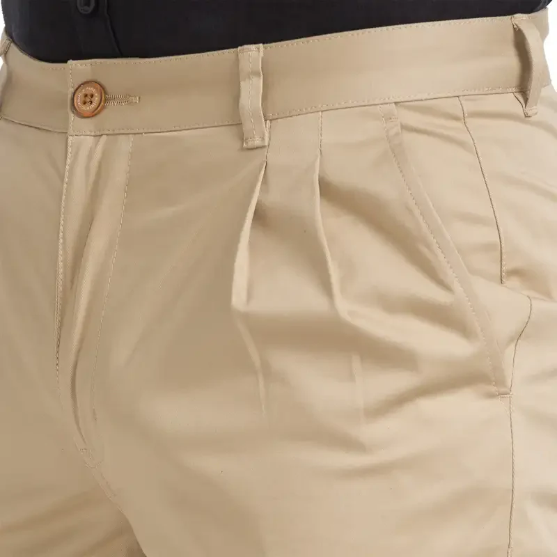 Men Khaki Regular Fit Solid Cotton Blend Trouser - Image 6