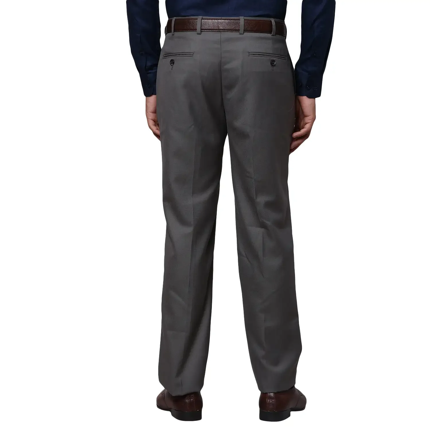 Men Khaki Smart Fit Solid Polyester Blend Trouser - Image 5