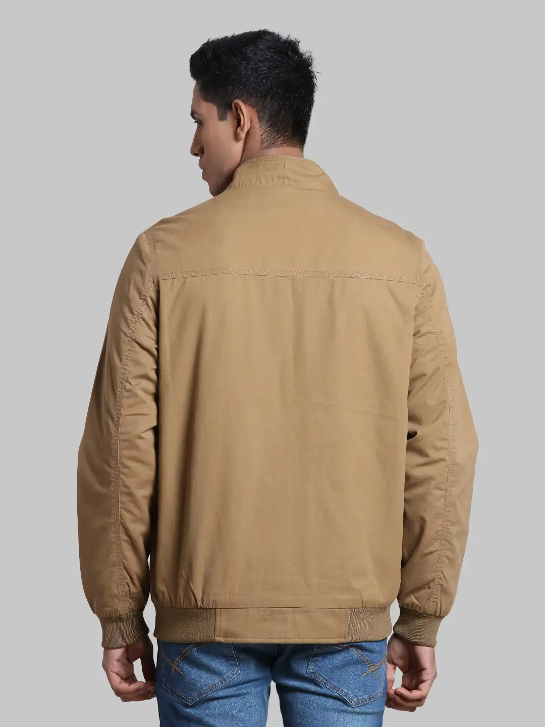 Men Khaki Solid Cotton Full Sleeve Jackets - Image 4