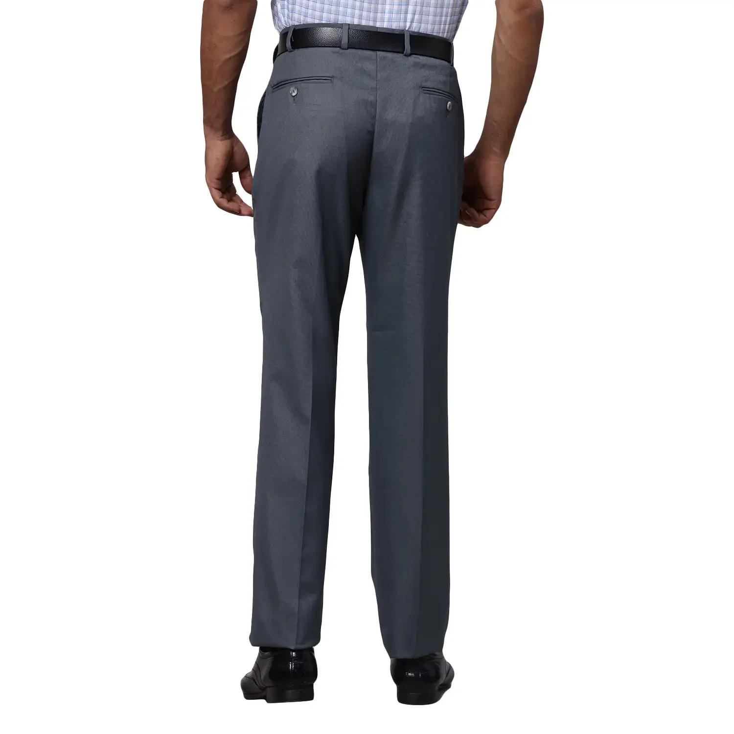 Men Khaki Super Slim Fit Checks Polyester Blend Trouser - Image 4