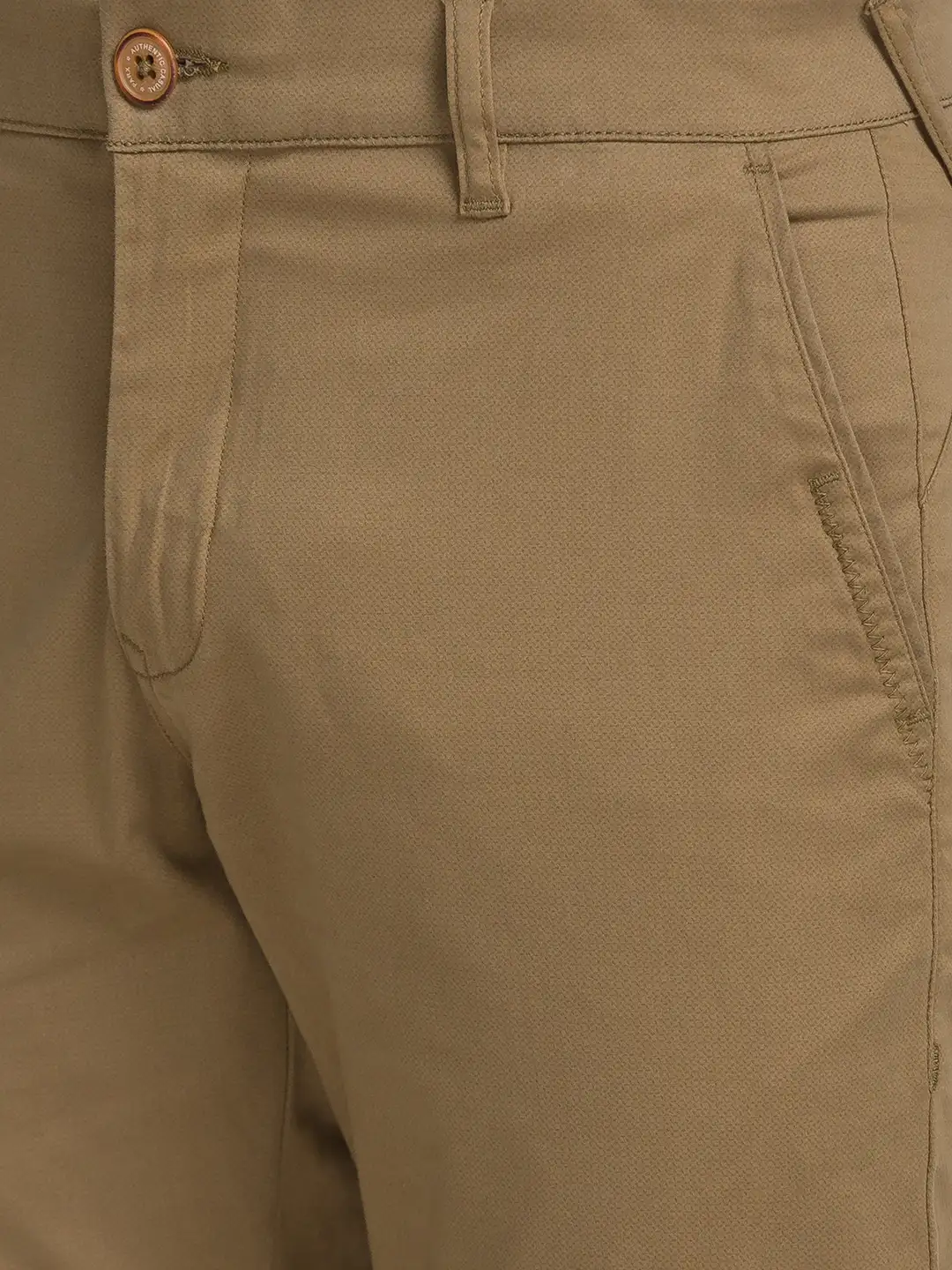 Men Khaki Super Slim Fit Print Cotton Blend Trouser - Image 6