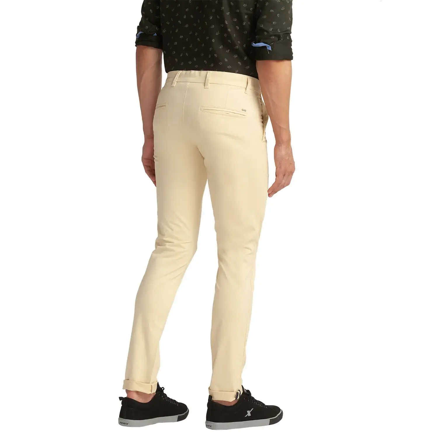 Men Khaki Super Slim Fit Solid Cotton Blend Trouser - Image 4