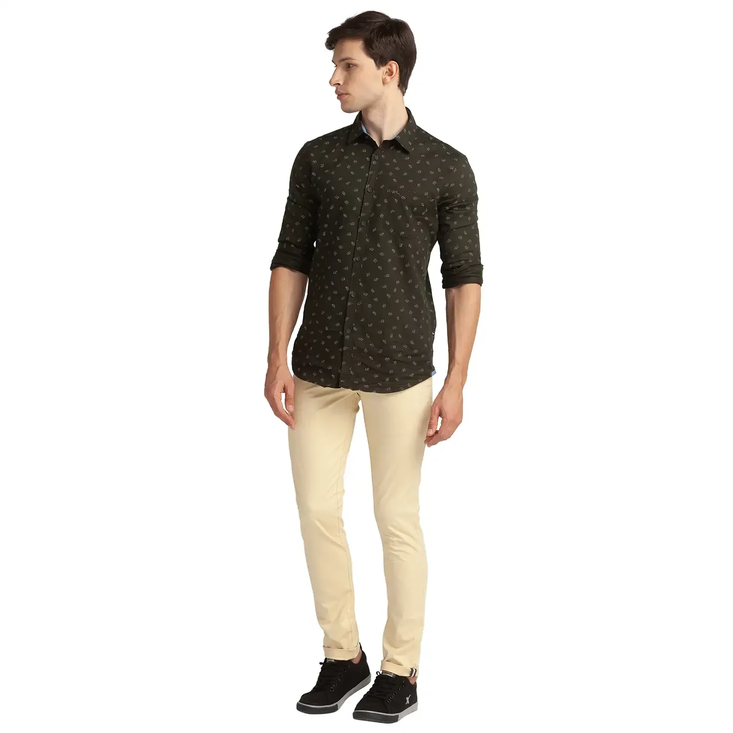 Men Khaki Super Slim Fit Solid Cotton Blend Trouser - Image 5