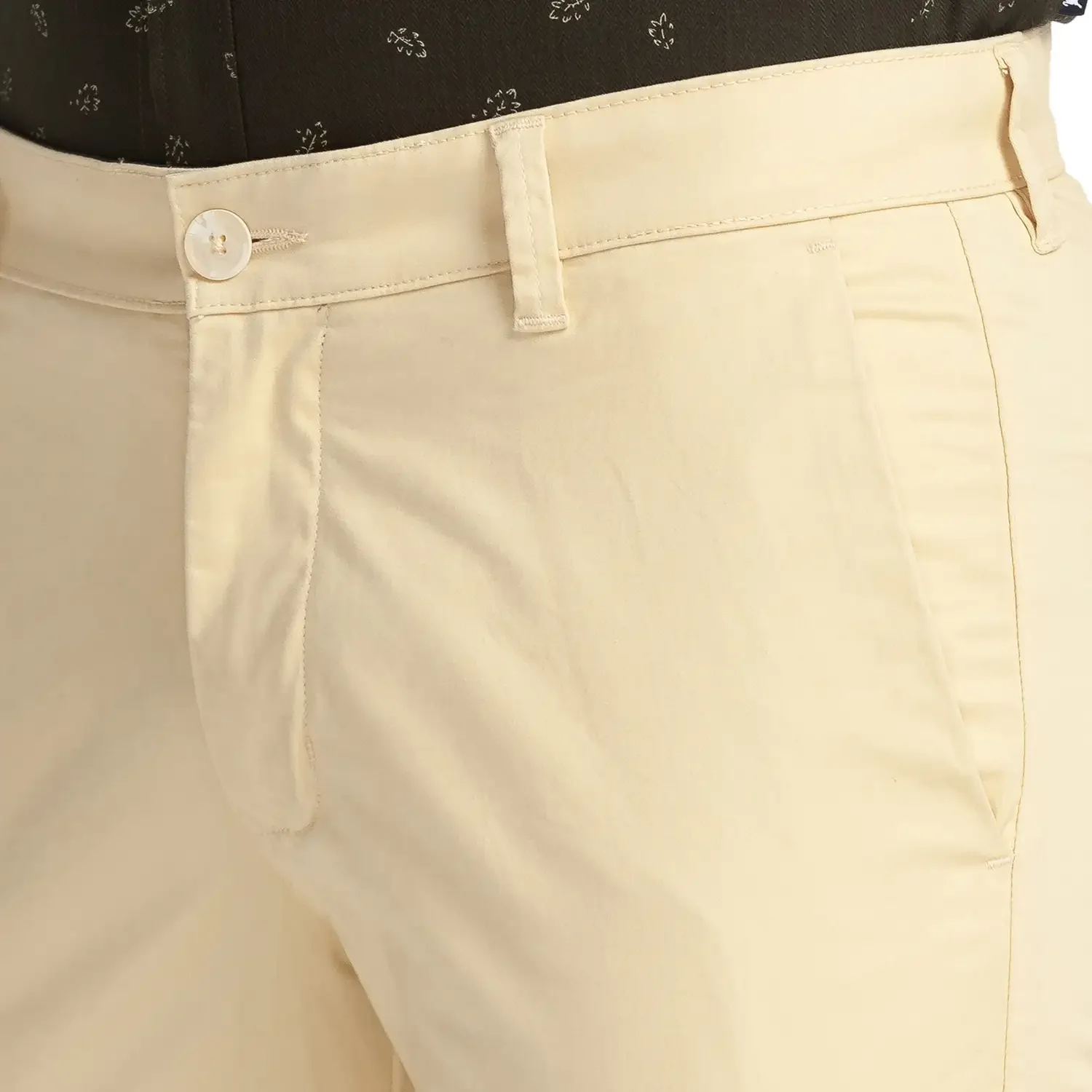 Men Khaki Super Slim Fit Solid Cotton Blend Trouser - Image 6