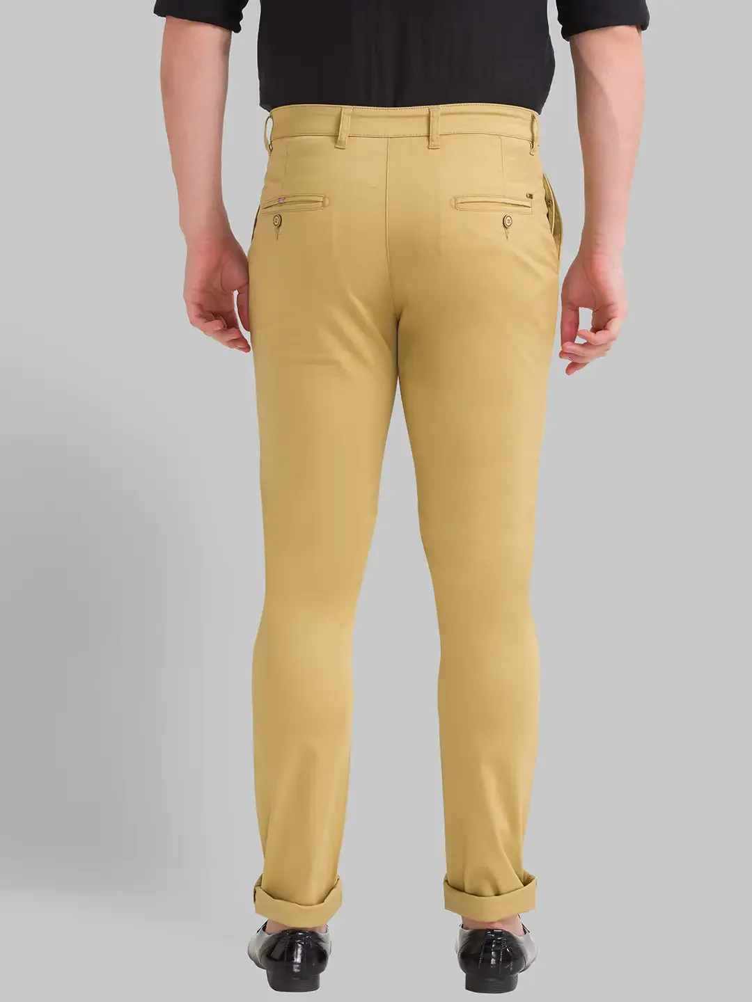 Men Khaki Super Slim Fit Solid Cotton Blend Trouser - Image 4