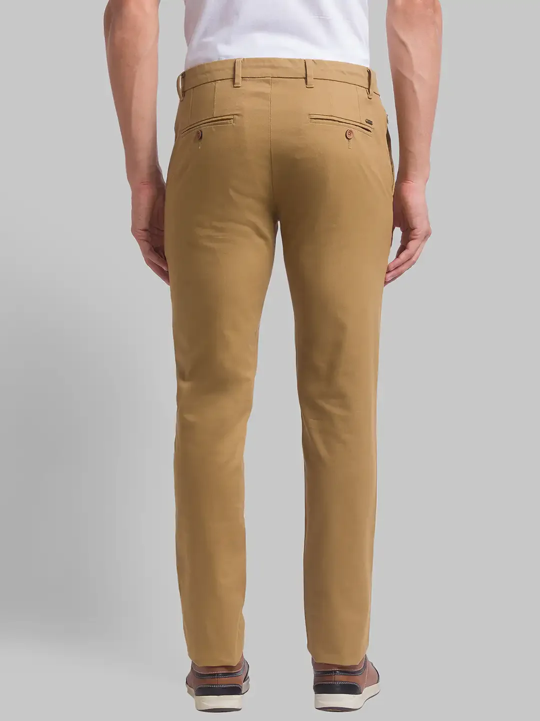 Men Khaki Super Slim Fit Solid Cotton Blend Trouser - Image 4