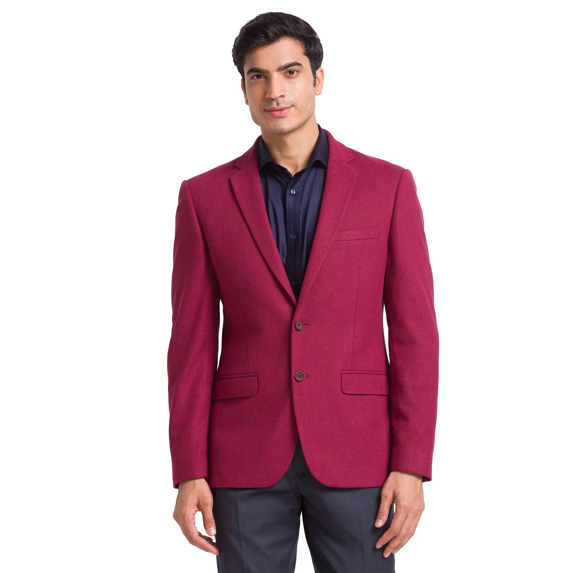Park Avenue Men Maroon Active Fit Structure Terylene Blend Jacket