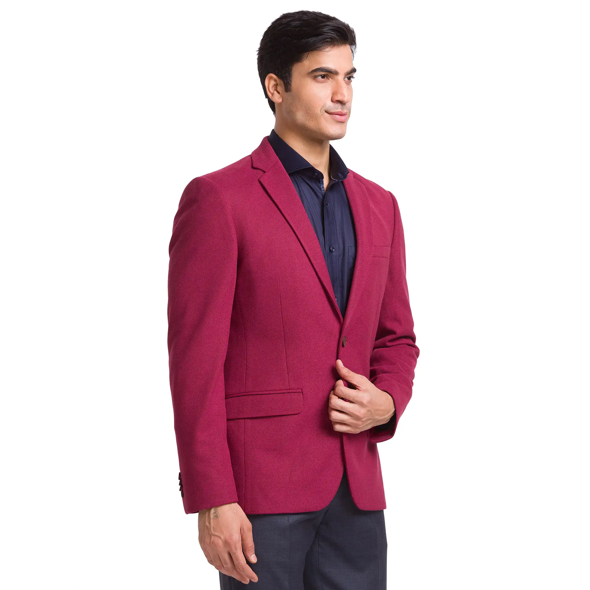 Park Avenue Men Maroon Active Fit Structure Terylene Blend Jacket - Image 2
