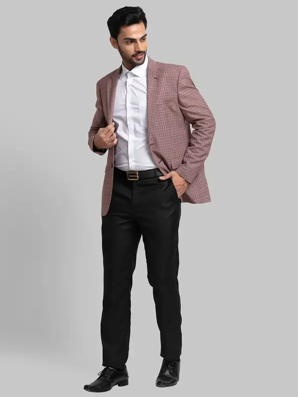Raymond Men Maroon Contemporary Fit Checks Formal Jacket - Image 5