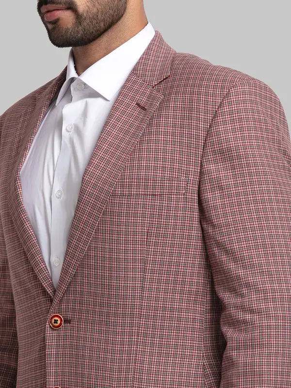 Raymond Men Maroon Contemporary Fit Checks Formal Jacket - Image 6