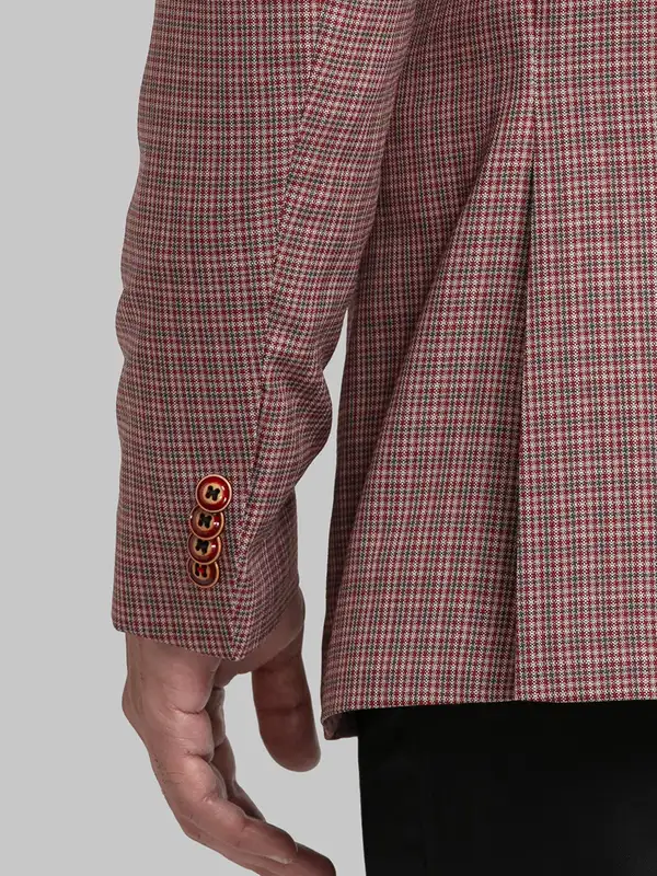 Raymond Men Maroon Contemporary Fit Checks Formal Jacket - Image 8