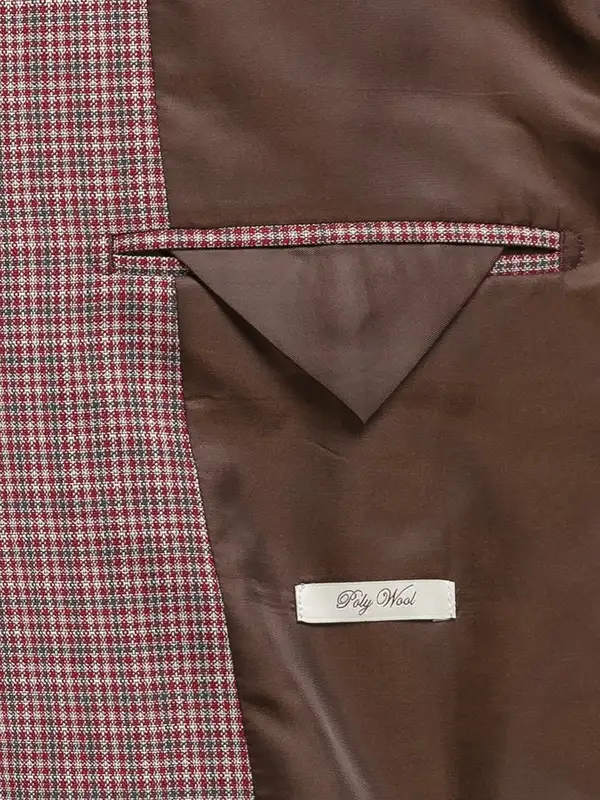 Raymond Men Maroon Contemporary Fit Checks Formal Jacket - Image 9