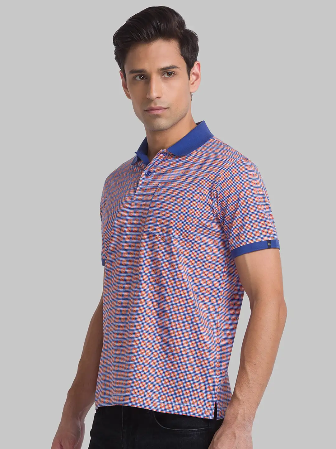 Men Maroon Contemporary Fit Print Cotton Polo T-Shirt - Image 3
