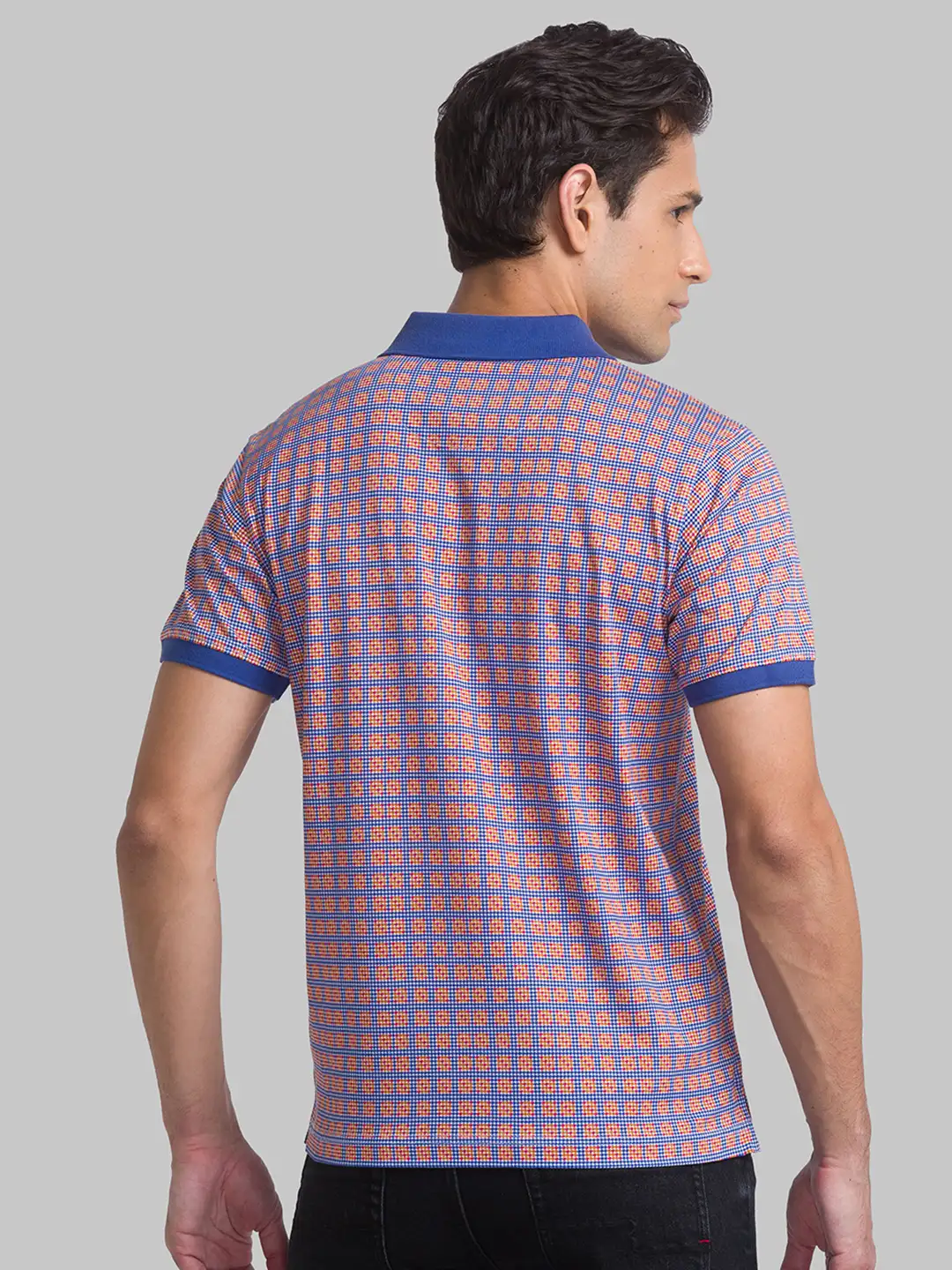Men Maroon Contemporary Fit Print Cotton Polo T-Shirt - Image 4