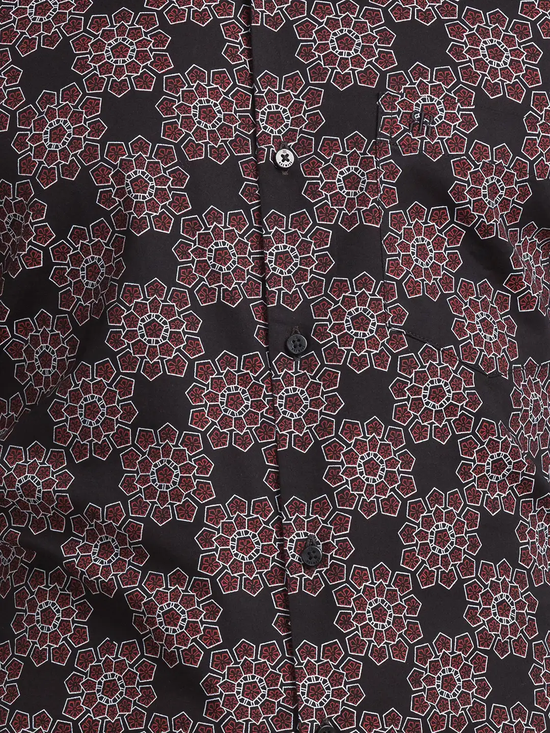Men Maroon Contemporary Fit Print Cotton Shirts - Image 7