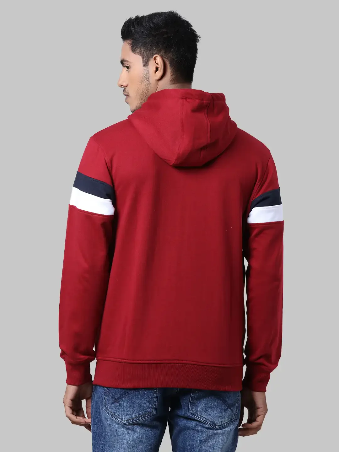 Parx Men Maroon Regular Fit Cut & Sew Cotton Polyester Blend Sweatshirt - Image 4