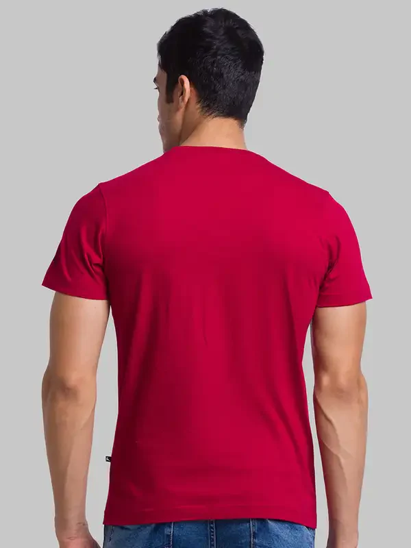 Men Maroon Regular Fit Graphic Cotton T-Shirt - Image 4