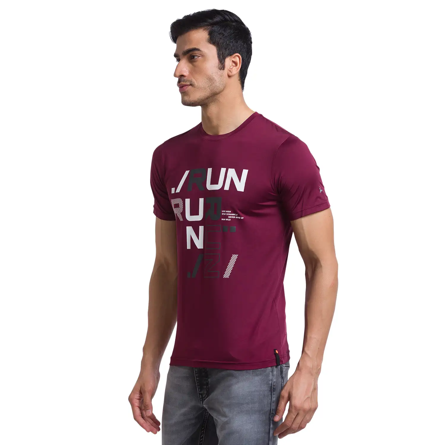 Men Maroon Regular Fit Graphic Polyester T-Shirt - Image 3