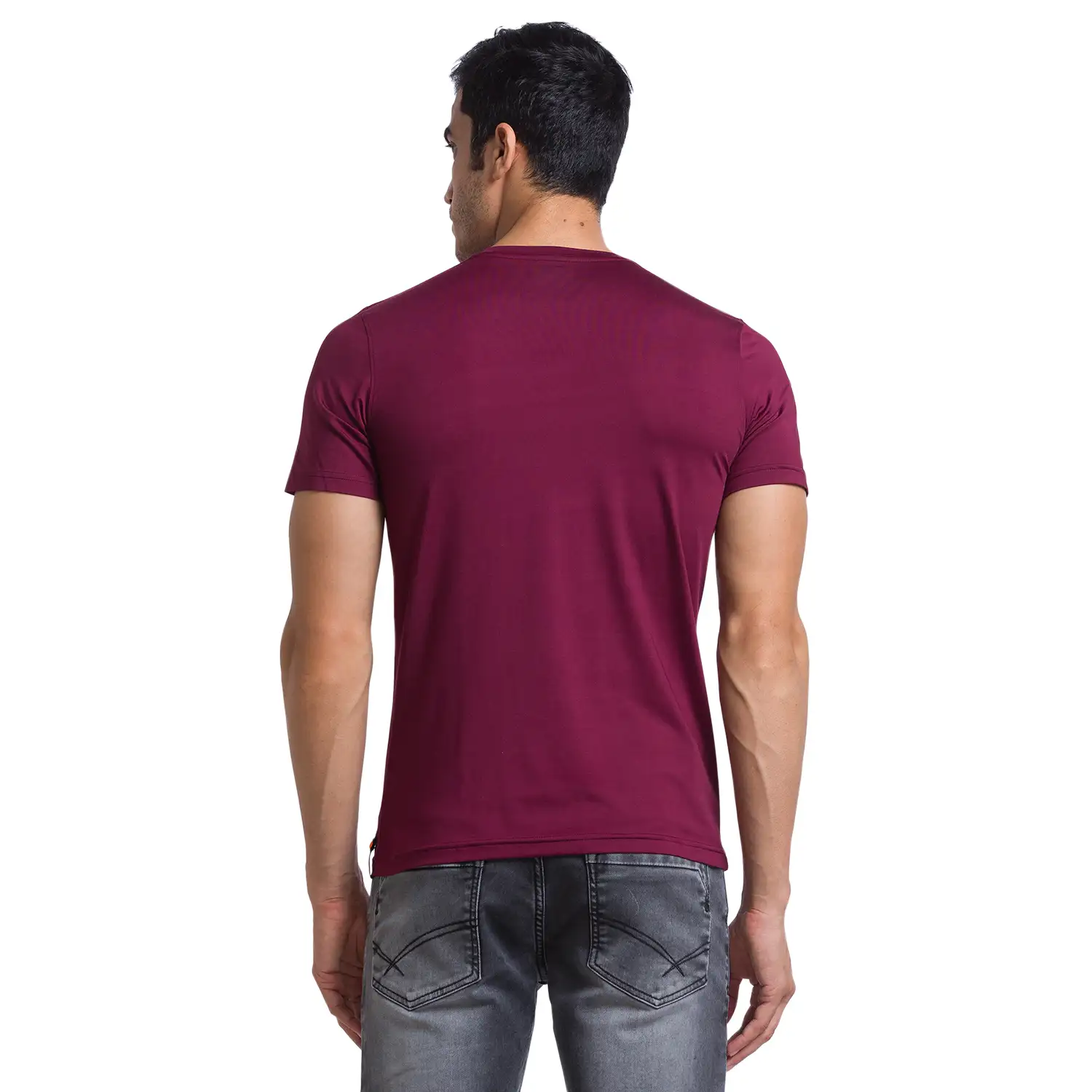 Men Maroon Regular Fit Graphic Polyester T-Shirt - Image 4