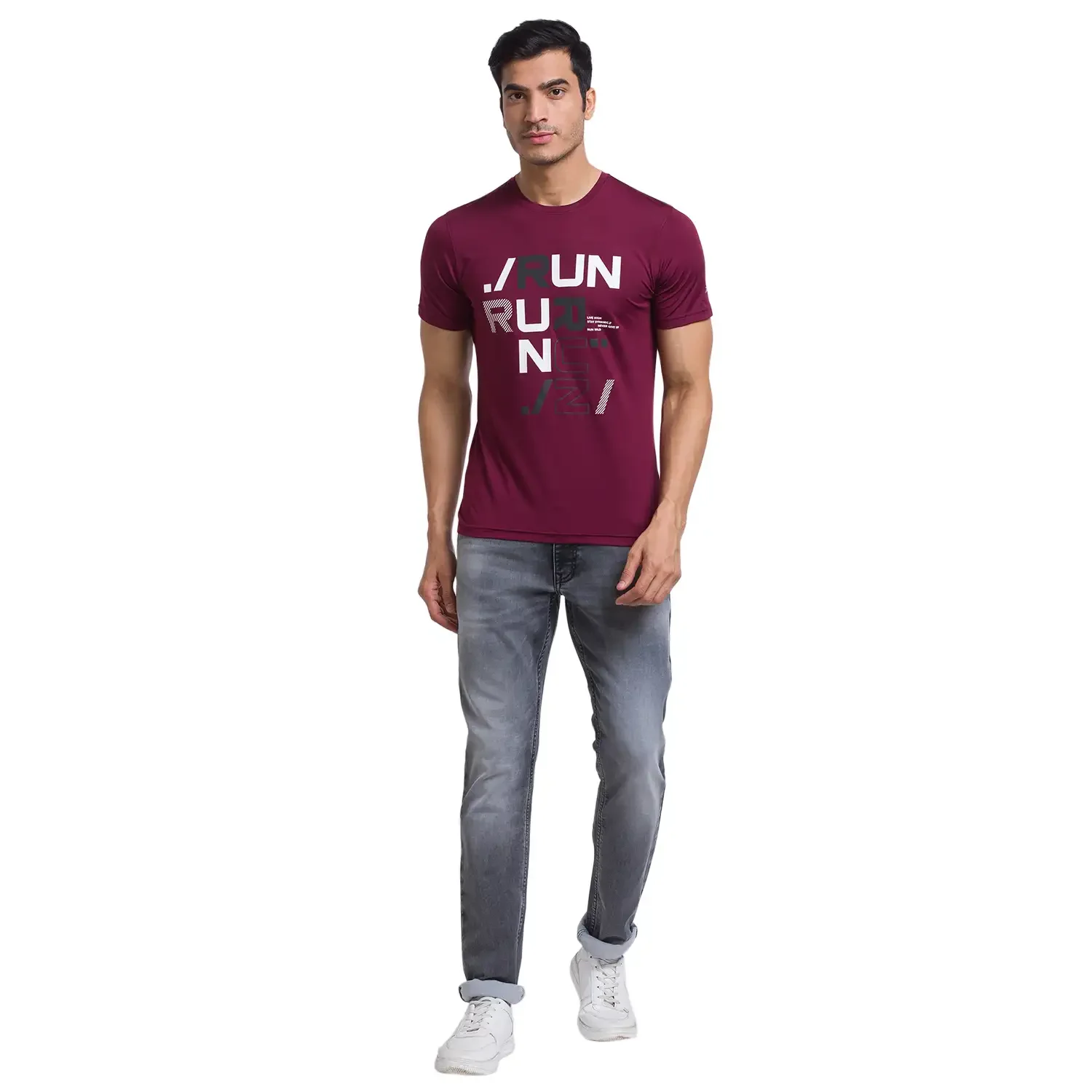 Men Maroon Regular Fit Graphic Polyester T-Shirt - Image 5