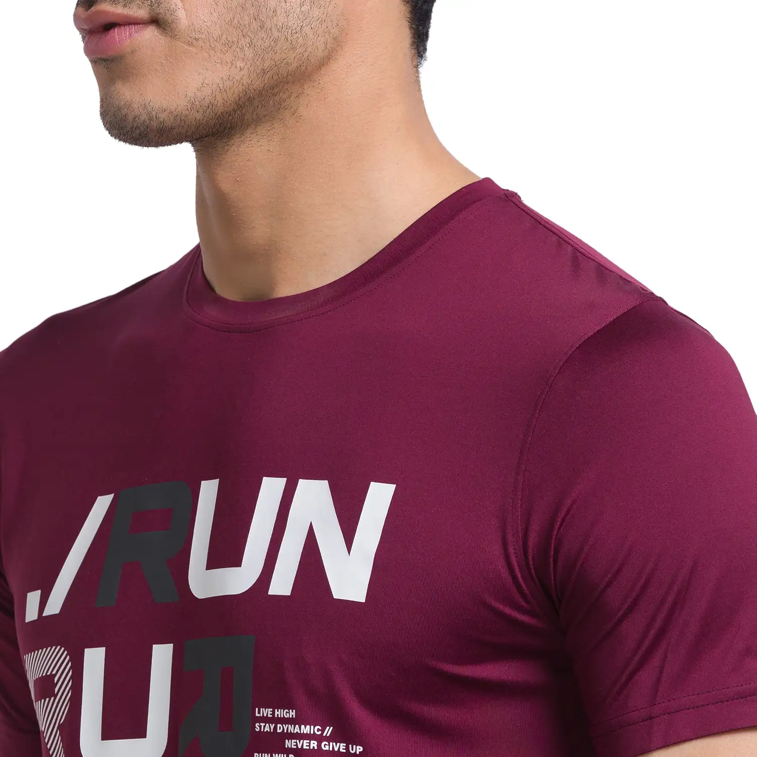 Men Maroon Regular Fit Graphic Polyester T-Shirt - Image 6