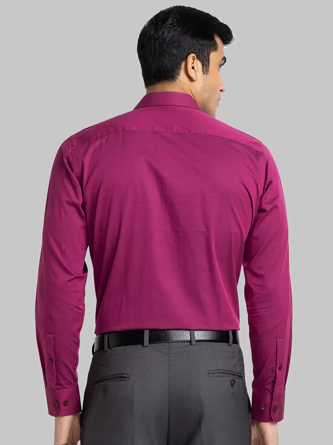Men Maroon Regular Fit Solid Cotton Full Sleeve Shirts - Image 4