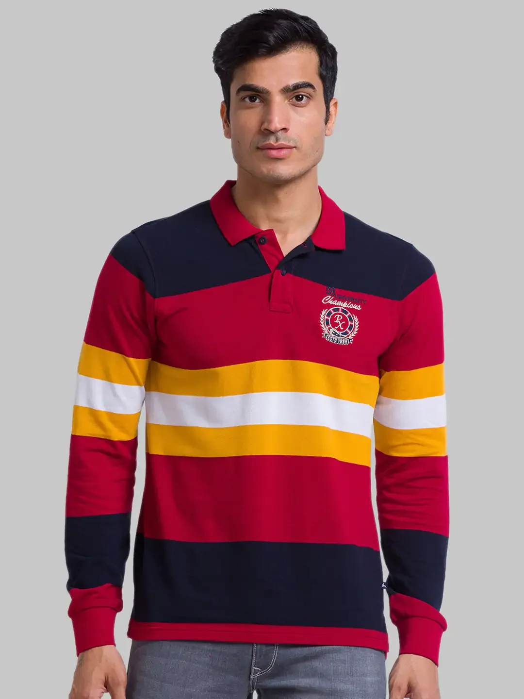Men Maroon Regular Fit Yarn Dyed Cotton Round Neck Collar Polo T-Shirt