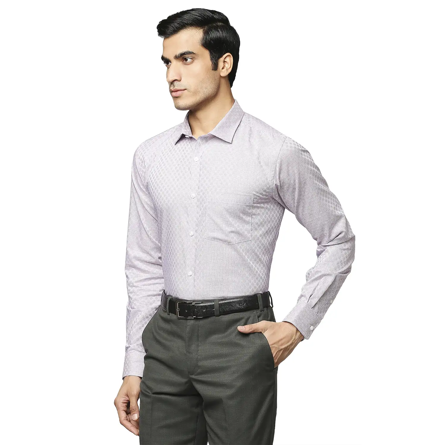 Park Avenue Men Purple Checks Slim Fit Cotton Formal Shirt - Image 3