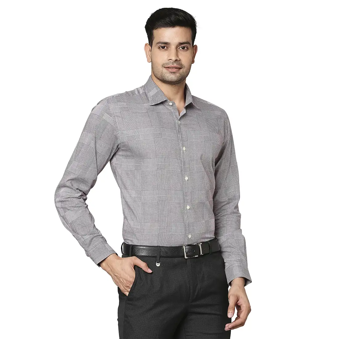Men Maroon Slim Fit Checks Cotton Shirts - Image 2