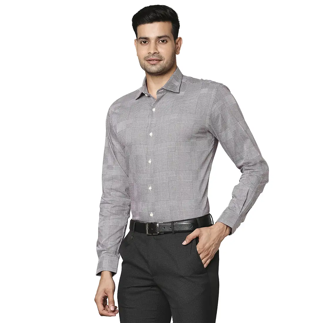 Men Maroon Slim Fit Checks Cotton Shirts - Image 3
