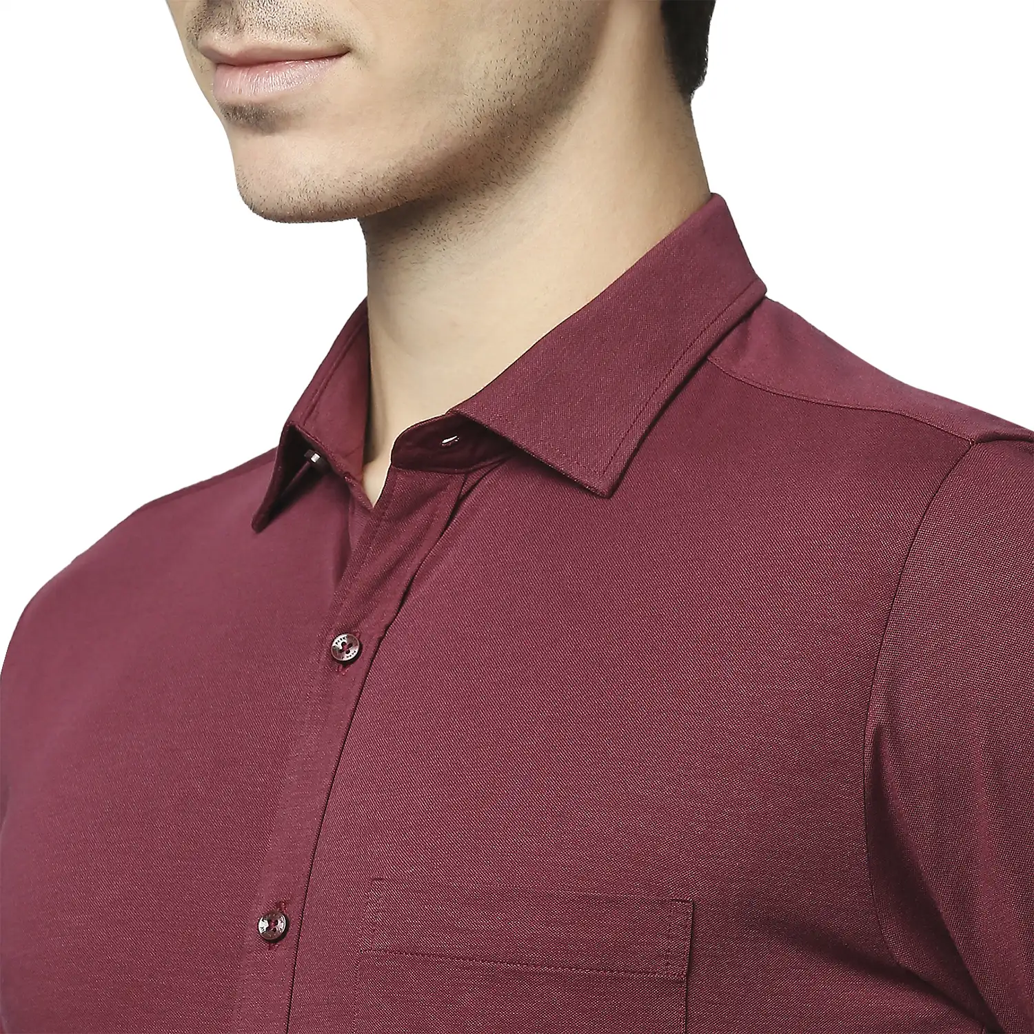 Men Maroon Slim Fit Solid Cotton Blend Shirts - Image 6