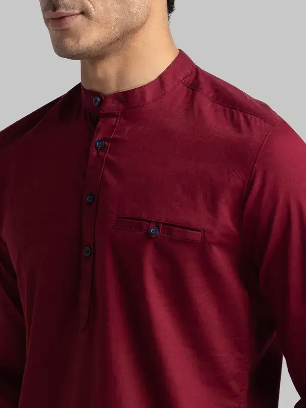 Men Maroon Slim Fit Solid Cotton Full Sleeve Shirts - Image 6
