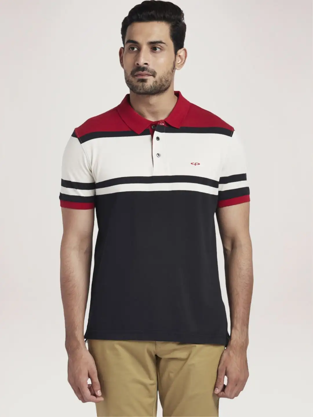 Men Maroon Slim Fit Stripe Cotton Half Sleeve T-Shirt