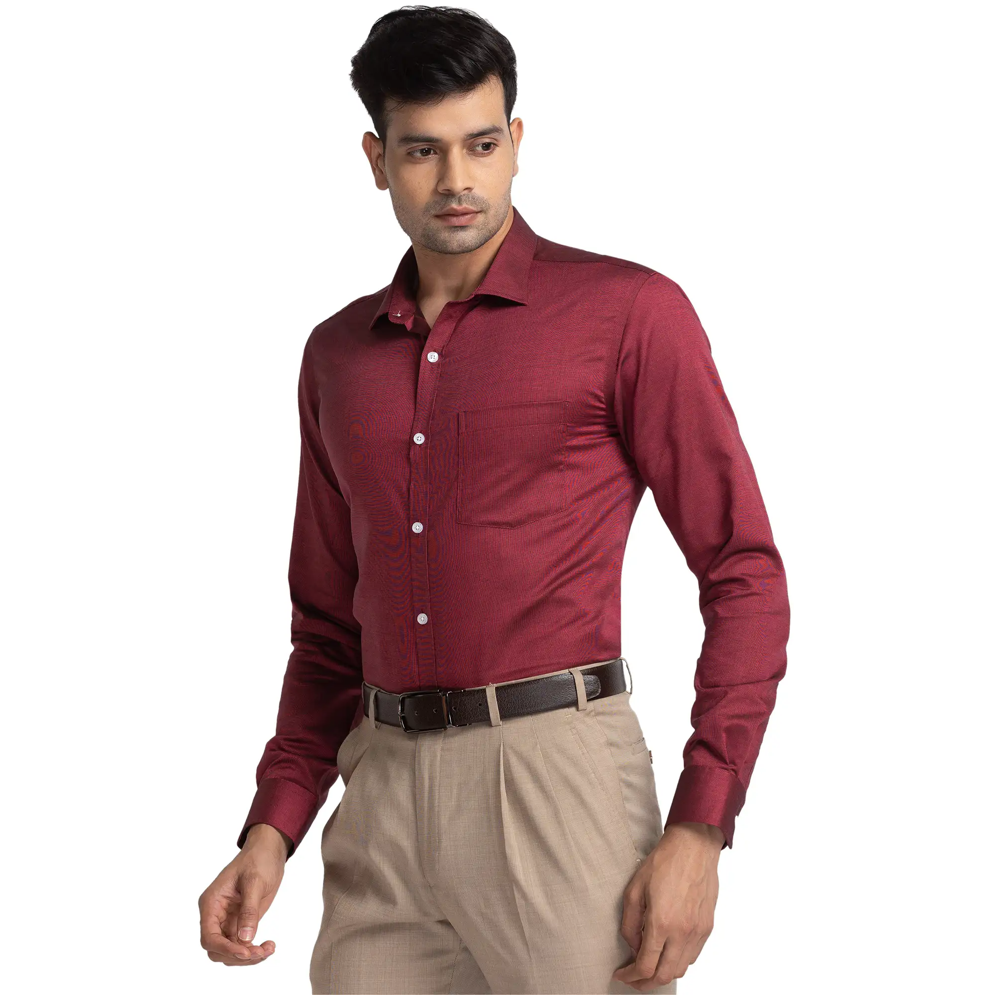 Park Avenue Men Maroon Slim Fit Structured Cotton Formal Shirt - Image 3