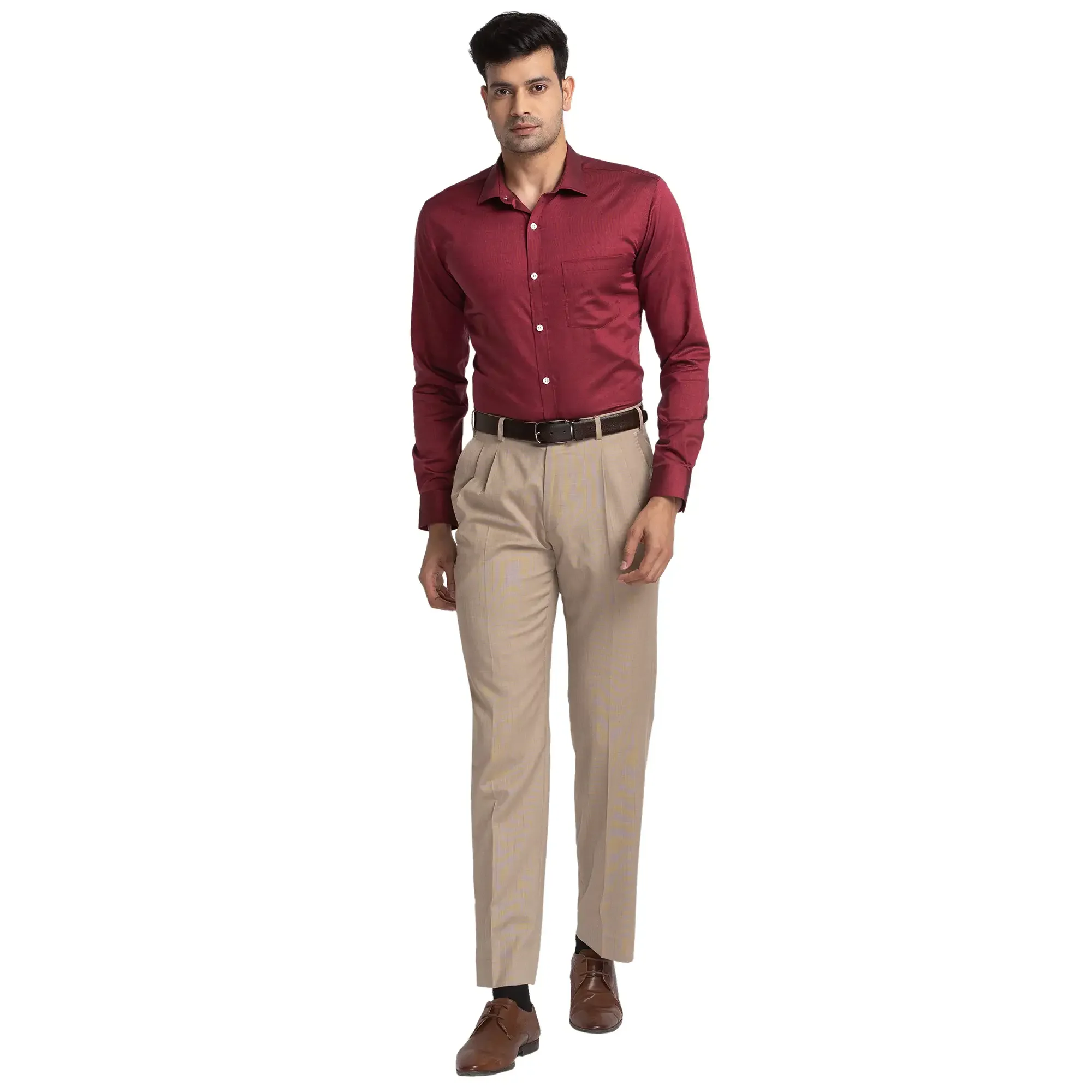 Park Avenue Men Maroon Slim Fit Structured Cotton Formal Shirt - Image 5