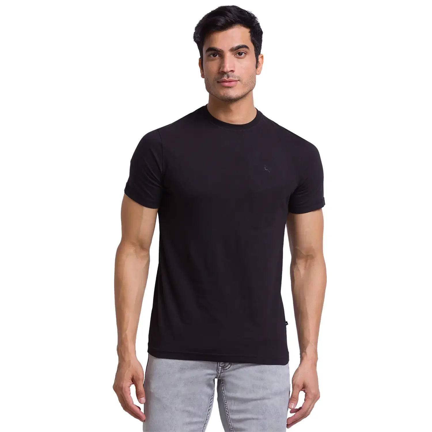 Men Multi-Colour Regular Fit Solid Cotton Round Collar T-Shirt