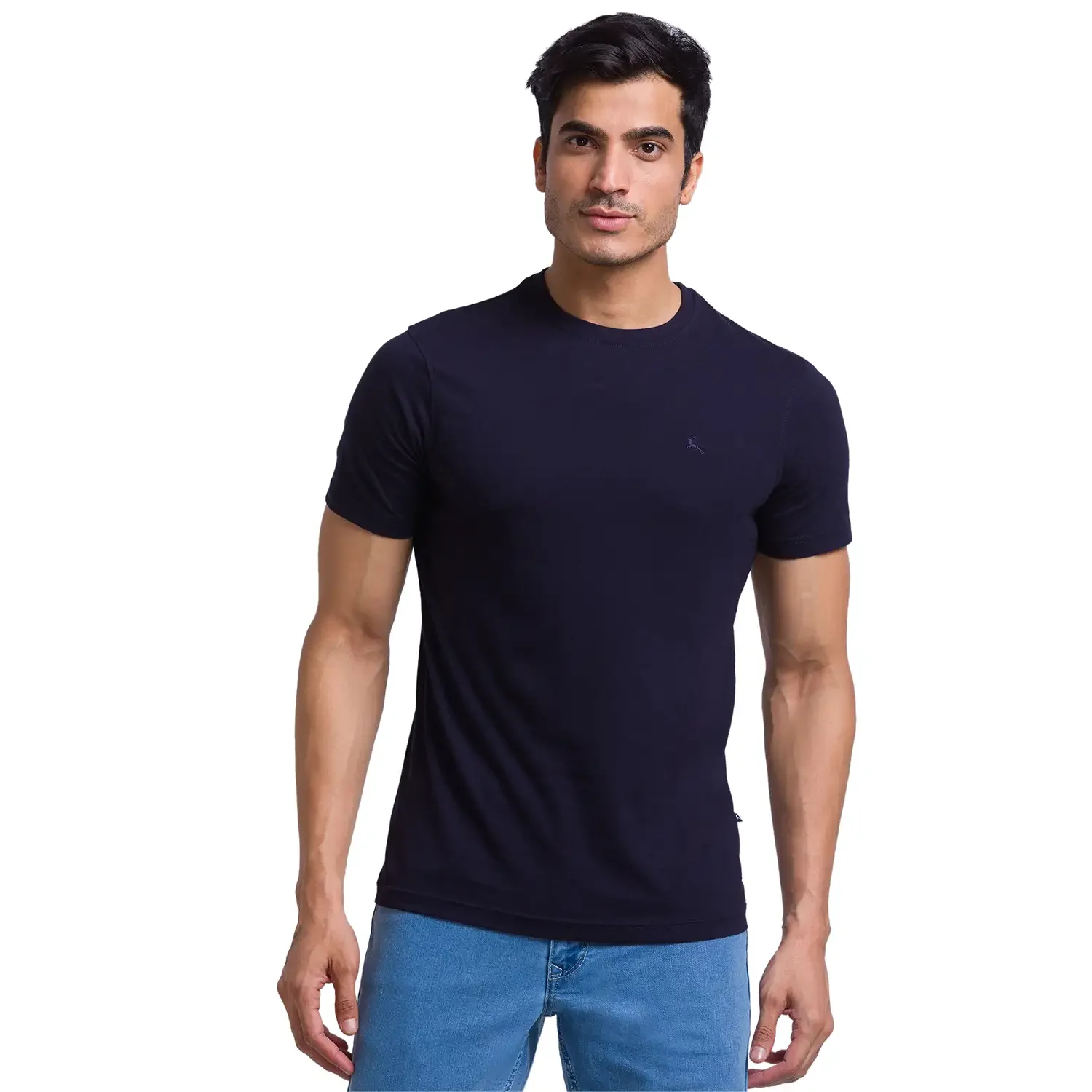 Men Multi-Colour Regular Fit Solid Cotton Round Collar T-Shirt