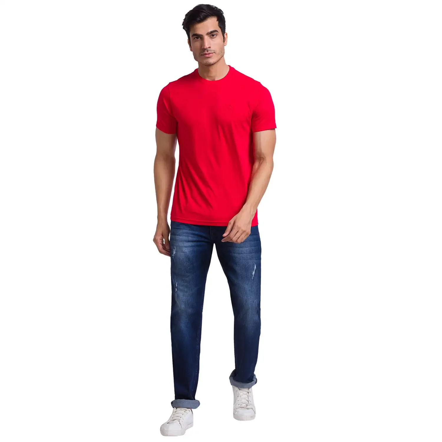 Men Multi-Colour Regular Fit Solid Cotton Round Collar T-Shirt - Image 11