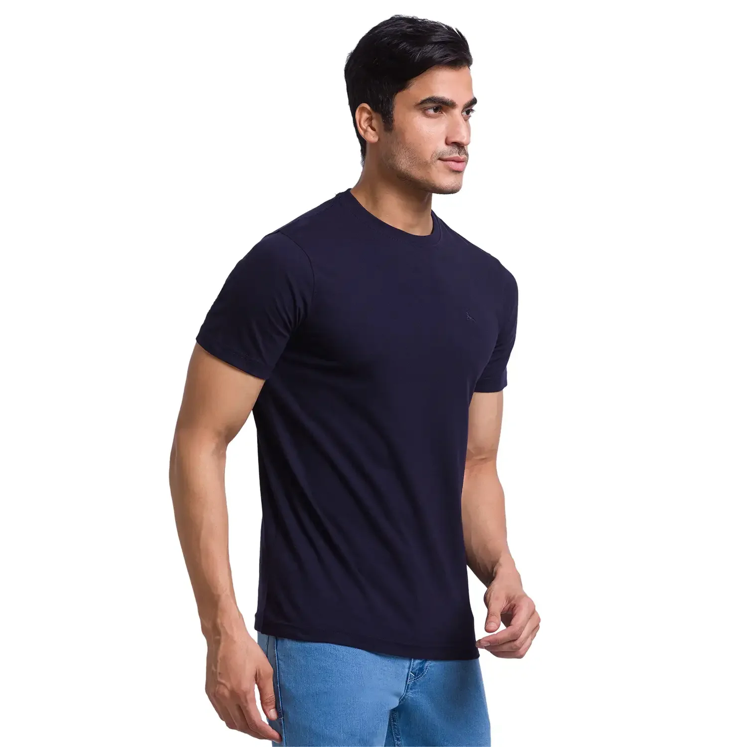 Men Multi-Colour Regular Fit Solid Cotton Round Collar T-Shirt - Image 2