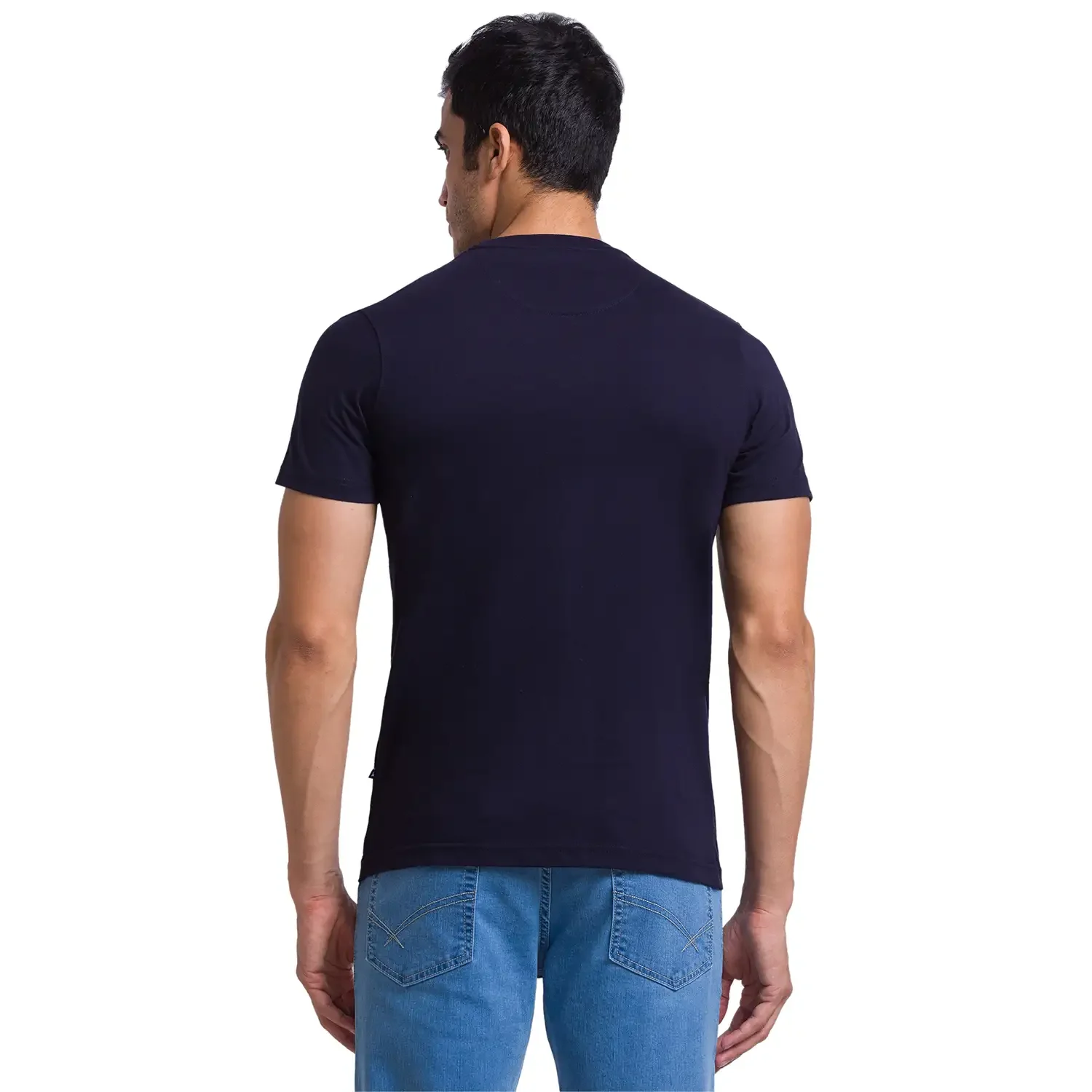 Men Multi-Colour Regular Fit Solid Cotton Round Collar T-Shirt - Image 4